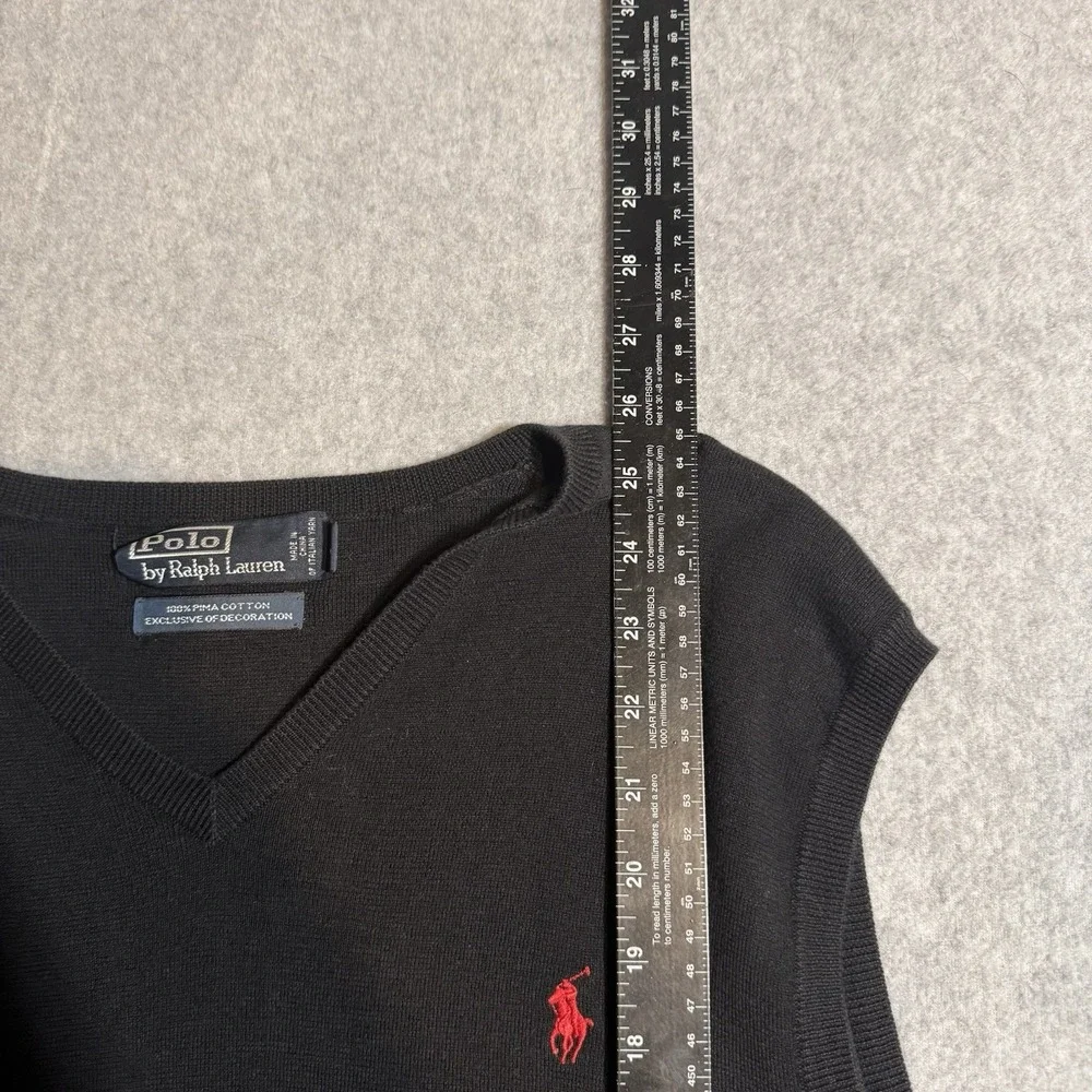 Polo Ralph Lauren Sweater Vest Mens XL Black 100% Pima Cotton Causal Pullover